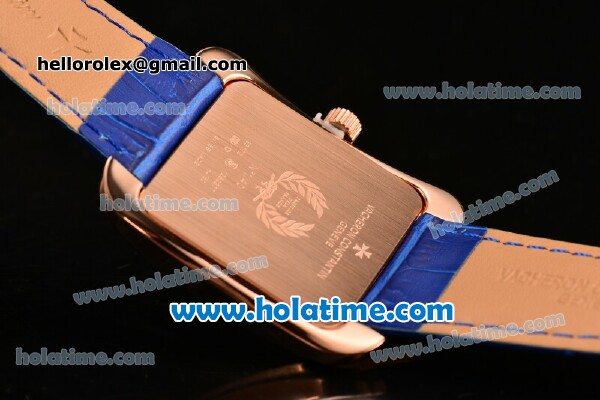 Vacheron Constantin Historiques Toledo Miyota Quartz Rose Gold Case with Stick Markers and Blue Dial - Click Image to Close